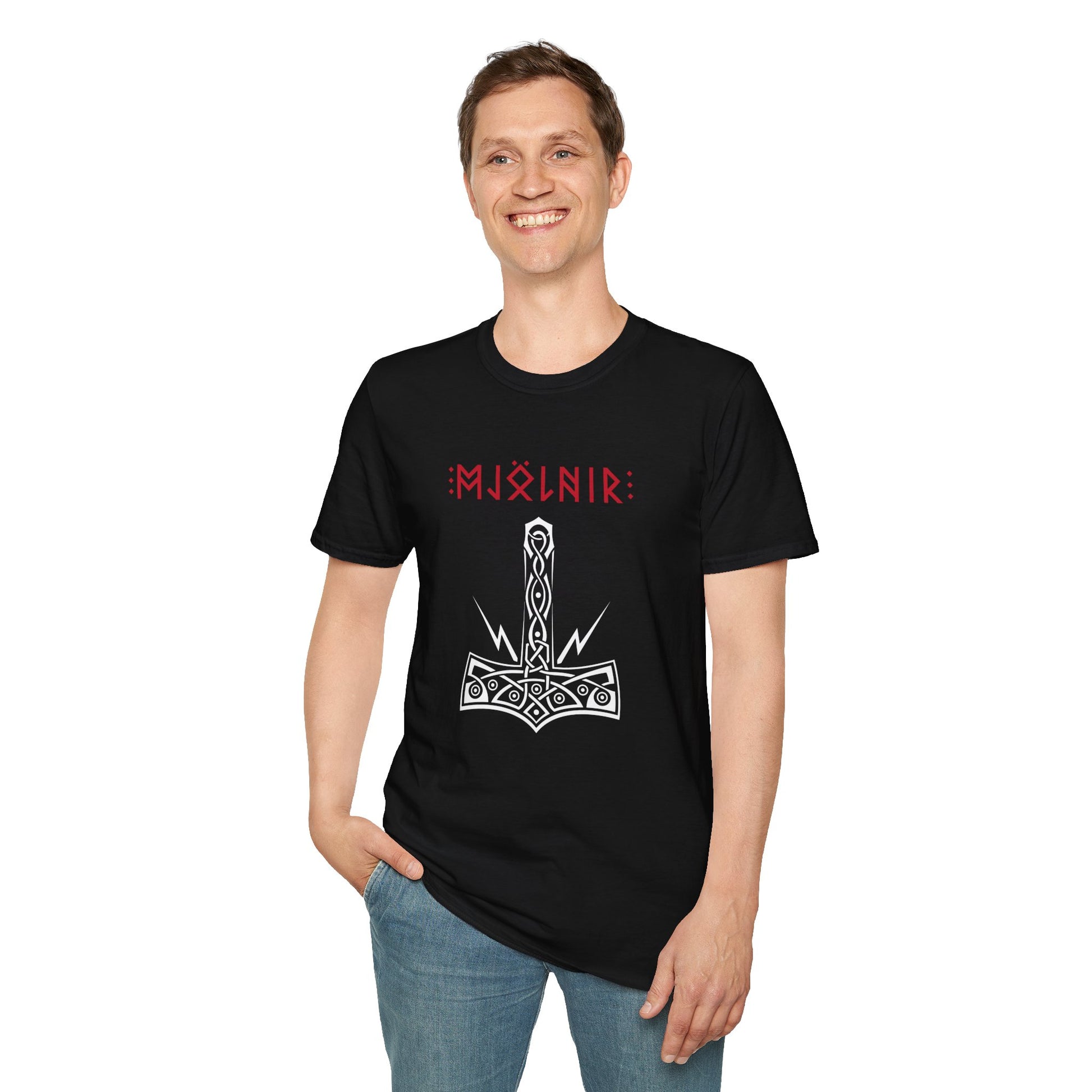Mjölnir Unisex Softstyle T-Shirt | Viking Thor Hammer Tee, Norse Mythology Gift, Casual Wear, Festival Apparel, Cool Graphic T-Shirt