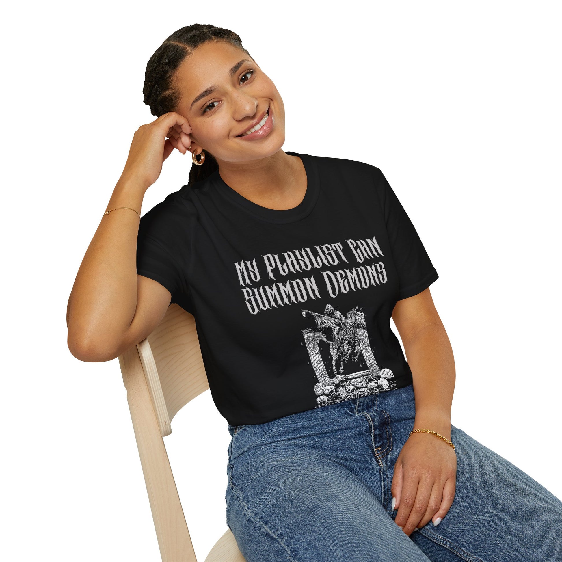 Demon Summoning Unisex T-Shirt | Alternative Music Gift, Gothic Tee, Halloween Apparel, Edgy Fashion, Unique Graphic Shirt