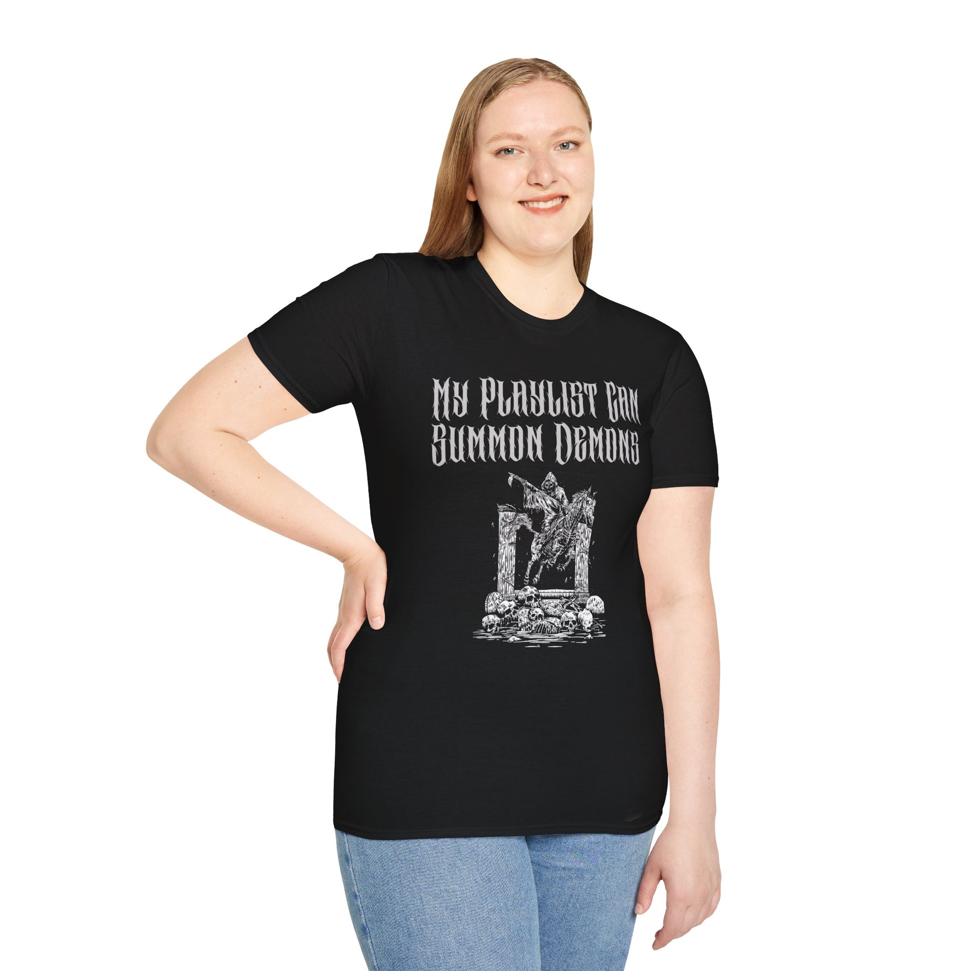 Demon Summoning Unisex T-Shirt | Alternative Music Gift, Gothic Tee, Halloween Apparel, Edgy Fashion, Unique Graphic Shirt