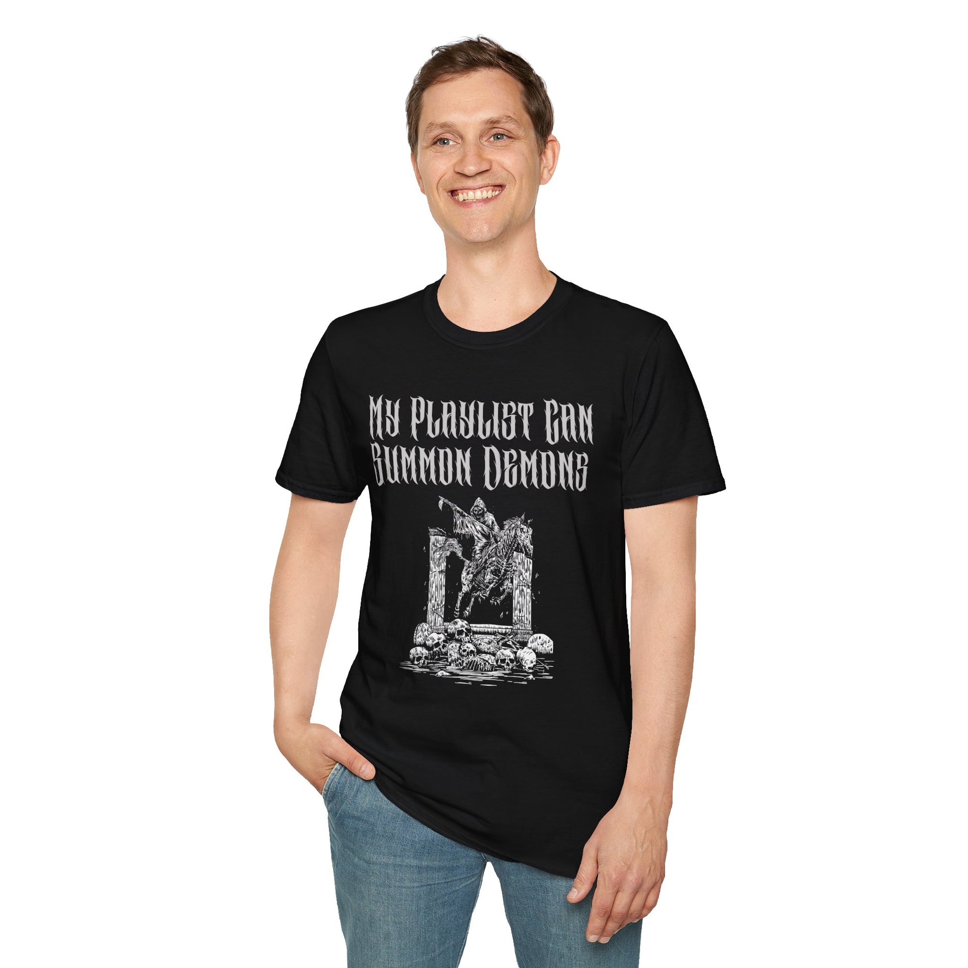 Demon Summoning Unisex T-Shirt | Alternative Music Gift, Gothic Tee, Halloween Apparel, Edgy Fashion, Unique Graphic Shirt