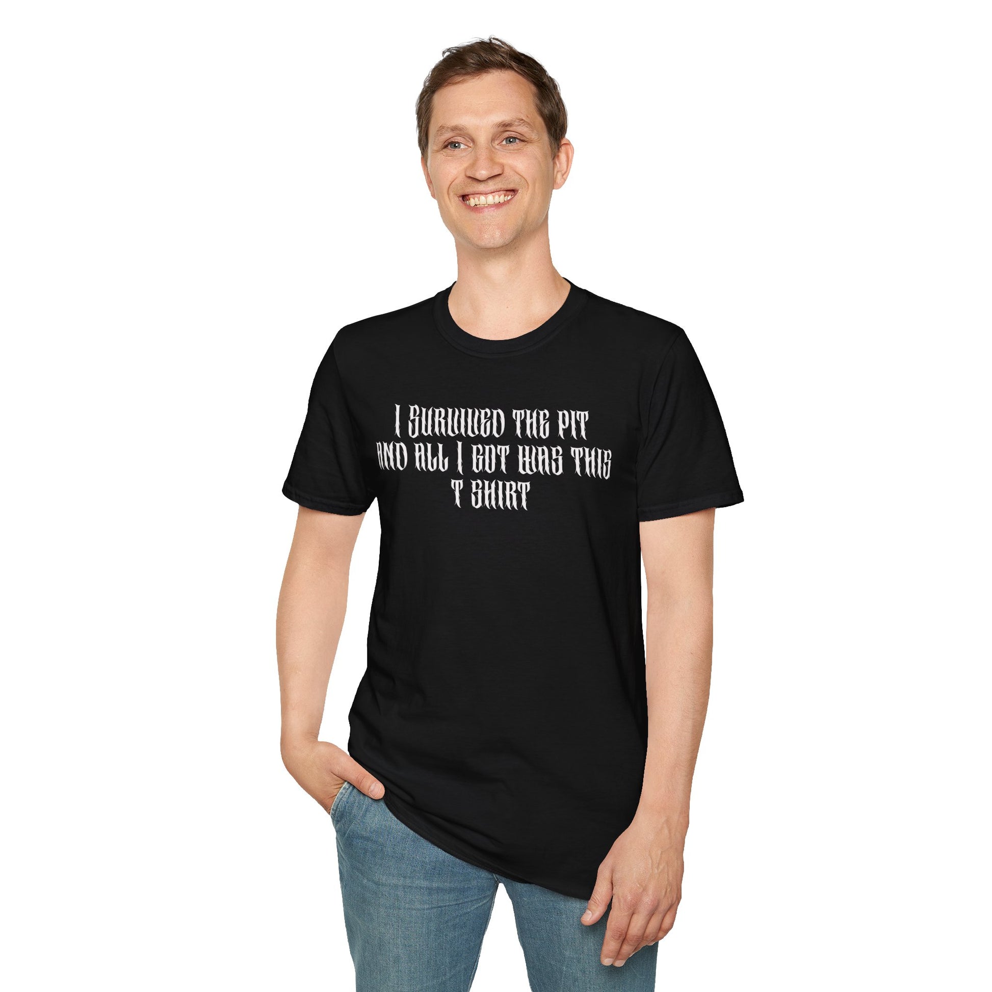 I Survived the Pit Unisex T-Shirt | Funny Graphic Tee, Music Festival Gear, Gift for Concert Lovers, Casual Wear, Comfy Daily Wear