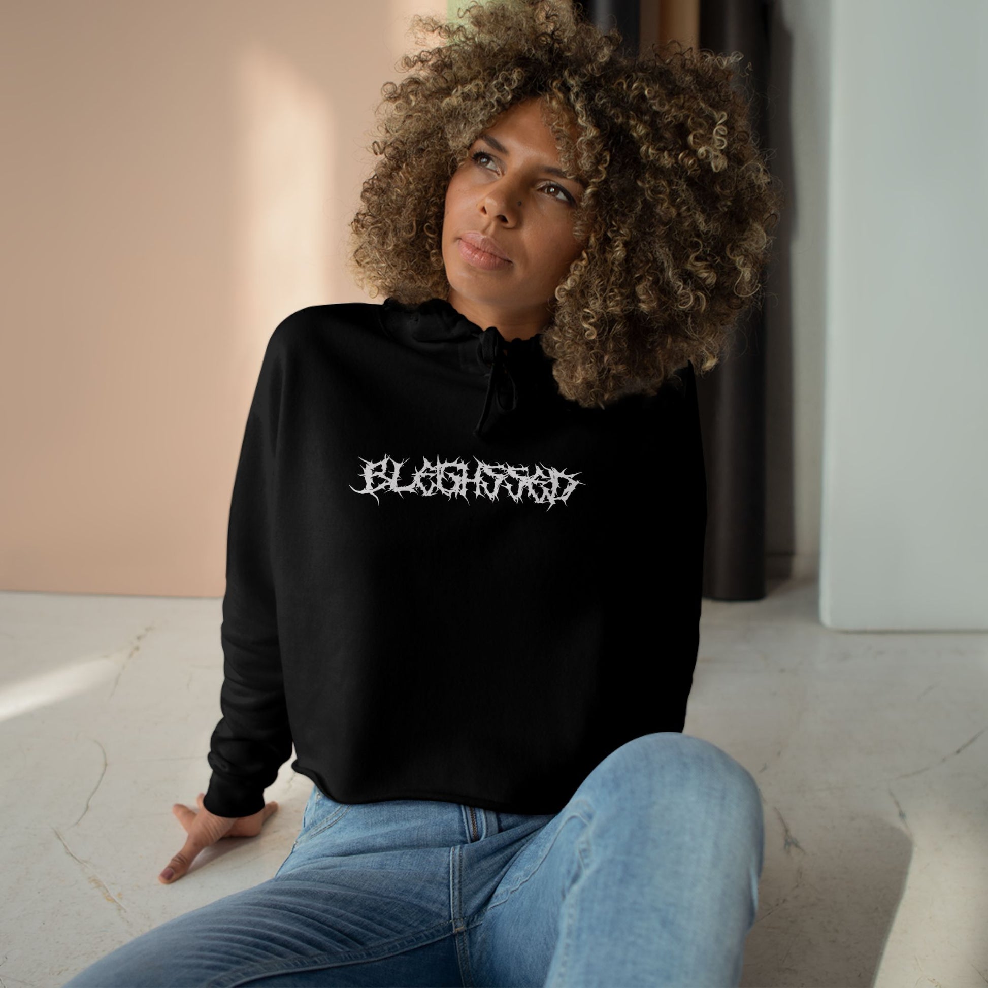 Edgy Crop Hoodie with Graphic Print, Trendy Streetwear, Casual Outfit, Gift for Friends, Comfortable Everyday Wear