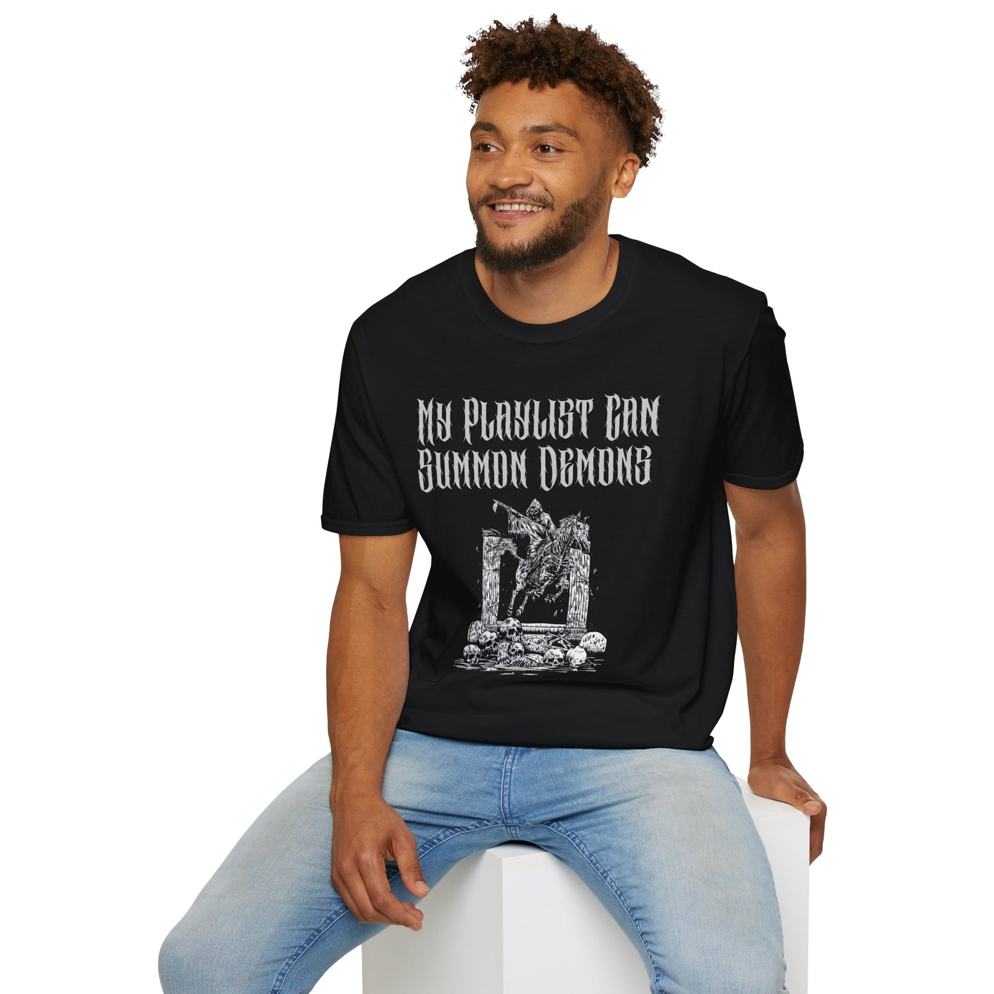 Demon Summoning Unisex T-Shirt | Alternative Music Gift, Gothic Tee, Halloween Apparel, Edgy Fashion, Unique Graphic Shirt
